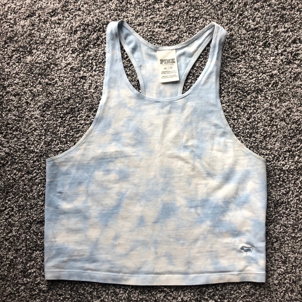 PINK Y2K Victorias Secret baby blue tie dye crop tank
